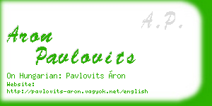 aron pavlovits business card